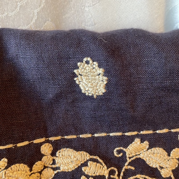 Zara linen shift dress with embroidered design V neck and cap sleeve Sz S - Picture 9 of 10